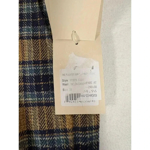 NWT! Mother Delta Dawn Size 25 Brown Tweed Plaid Pleated Trouser Pants - Picture 3 of 7